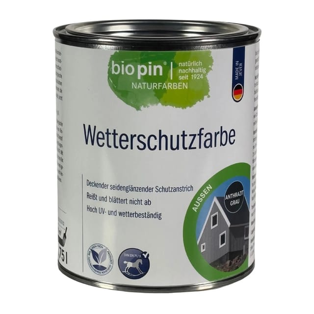 Biopin Wetterschutzfarbe Anthrazit Grau 0,75,