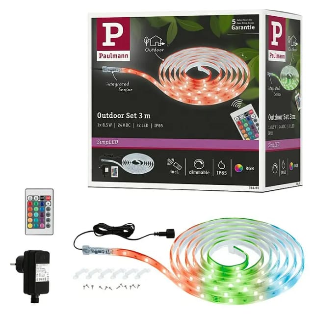 Paulmann SimpLED LED Strip Outdoor RGB Komplett-Set 3 m Transparent