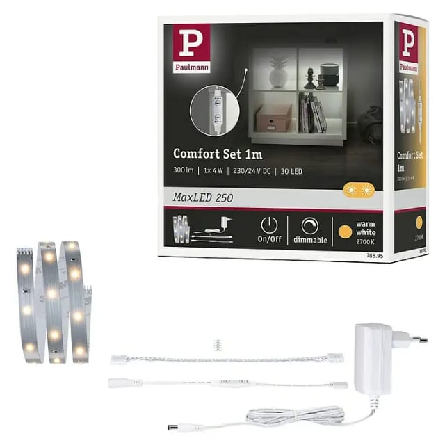 Paulmann MaxLED 250 LED Strip Regal Komfort Basis-Set 1 m Weiß