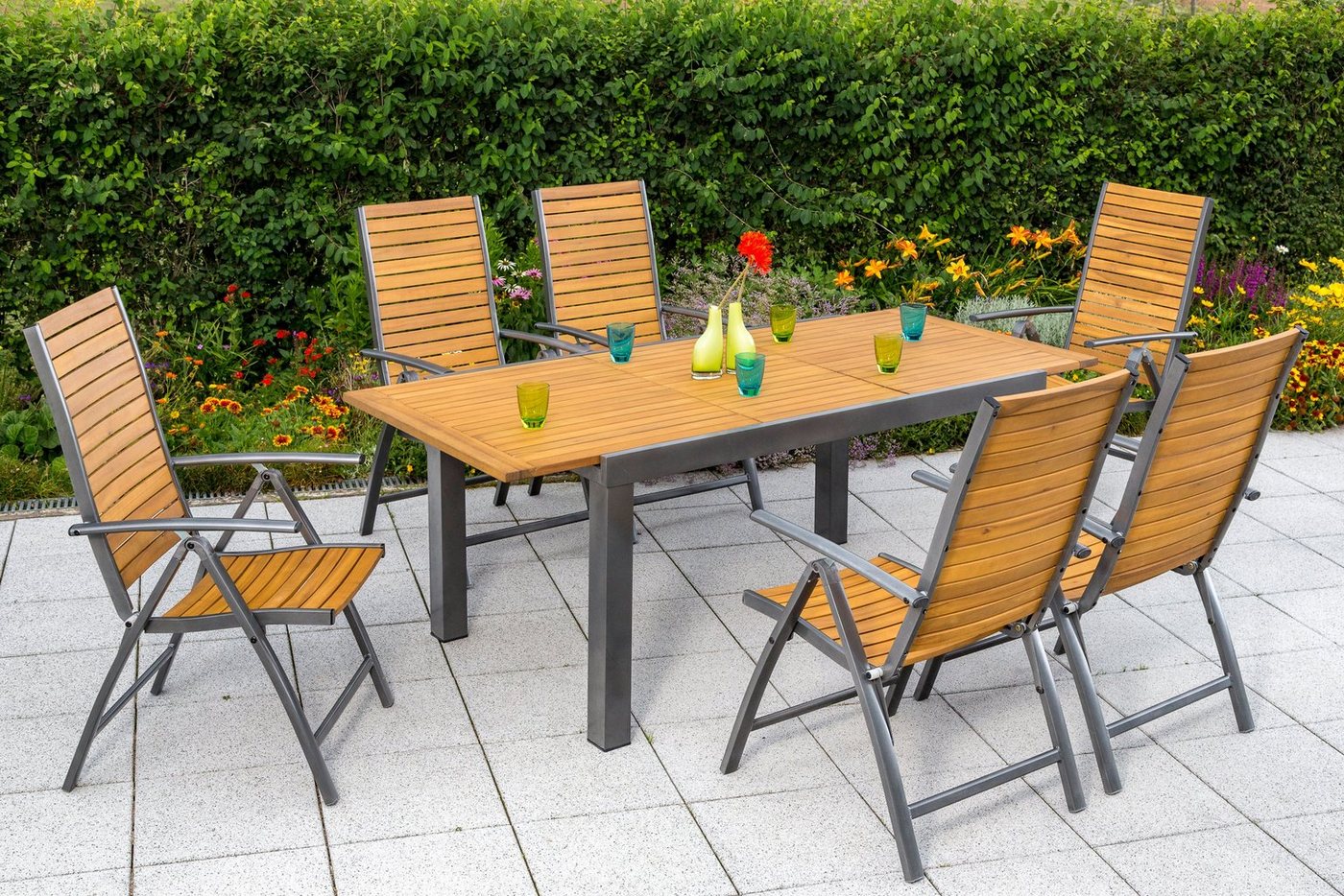Merxx Gartentisch Santorin Rechteckig ausziehbar Braun 200 cm x 90 cm Bild 2