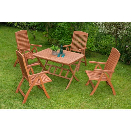 Gartenmöbel-Set Maracaibo 5-tlg. Braun inkl. Tisch 100/160 cm x 90 cm