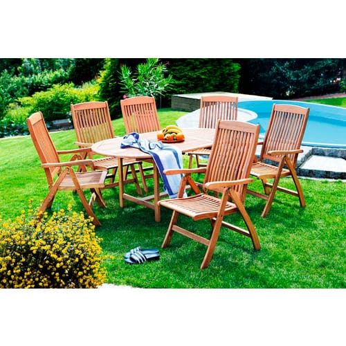 Gartenmöbel-Set Maracaibo 7-tlg. Braun inkl. Tisch 120/170 cm x 100 cm