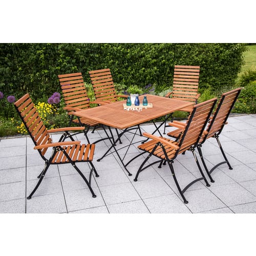 Gartenmöbel-Set Schlossgarten 7-tlg. Braun inkl. Ausziehtisch