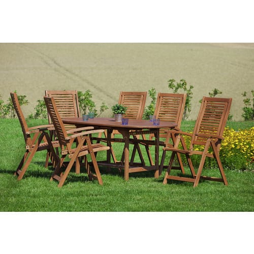 Gartenmöbel-Set Cordoba 7-tlg. Braun inkl. Tisch 120/170 cm x 100 cm