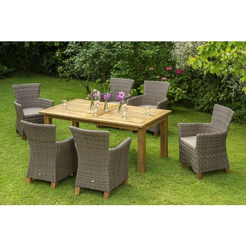 Gartenmöbel-Set Toskana 13-tlg. Natur inkl. Ausziehtisch
