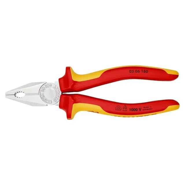 Knipex Kombizange verchromt isoliert mit Mehrkomponenten-Hüllen VDE-geprüft 180