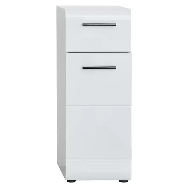 Trendteam Kommode Skin/Gloss/Line 79 x 31 x 30 cm Weiß Schwarze Griffe FSC®