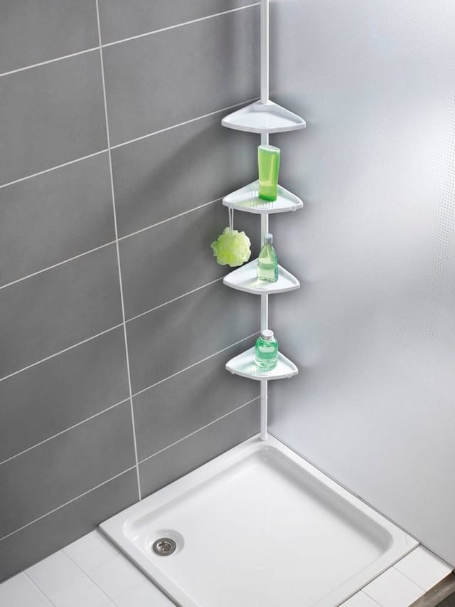 Wenko Teleskop-Duschecke Compact Aluminium Weiß
