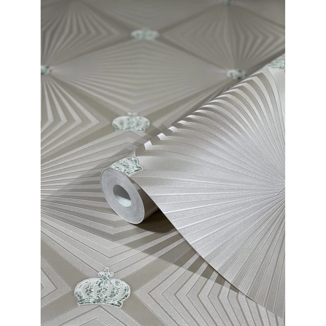 Glööckler Vliestapete Imperial Rauten mit Krönchen Beige
