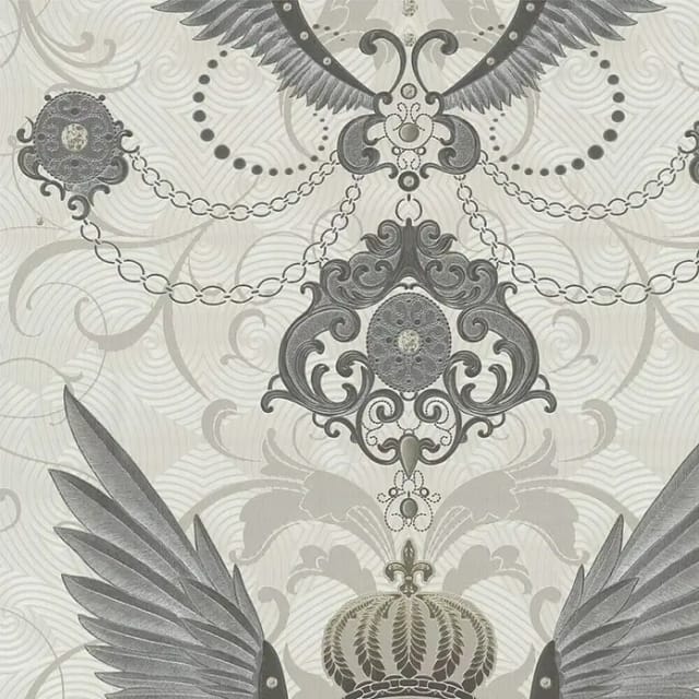 Glööckler Vliestapete Imperial Adlerflügel mit Ketten Beige-Silber