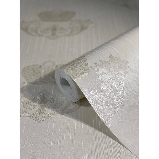 Glööckler Vliestapete Imperial Krone Blattmotiv Wappenoptik Pearl