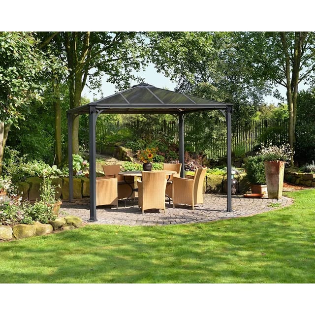 Palram - Canopia Palermo 3 x 3 GartenPavillon Anthrazit inkl. LED Set
