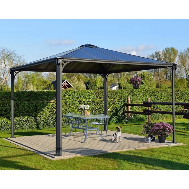 Palram - Canopia Palermo 3.6 x 3.6 GartenPavillon Anthrazit inkl. LED Set