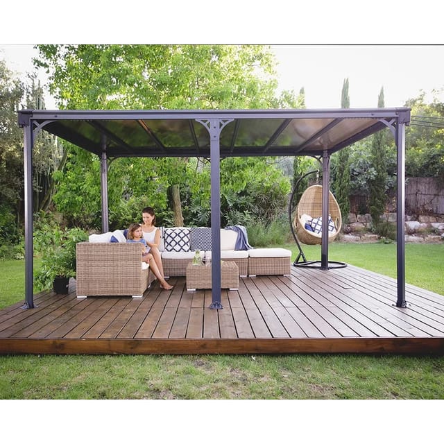 Palram - Canopia Milano 3.1 x 4.3 GartenPavillon Anthrazit inkl. LED Set