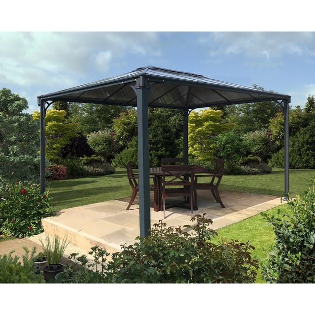 Palram - Canopia Martinique 3 x 4.3 GartenPavillon Anthrazit inkl. LED Set