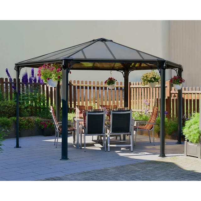 Palram - Canopia Monaco 4.5 x 3.9 GartenPavillon Anthrazit inkl. LED Set