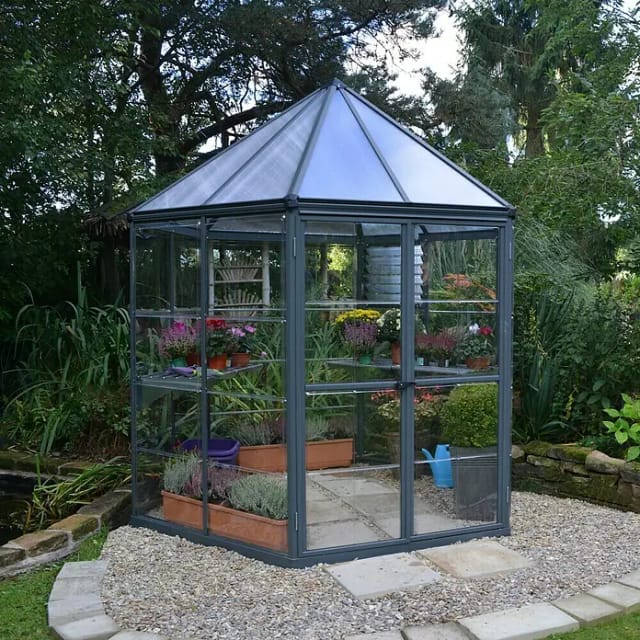 Palram - Canopia Oasis 2.5 x 2.1 Gewächshaus rund Gewächshaus hexagon Glas Pavi