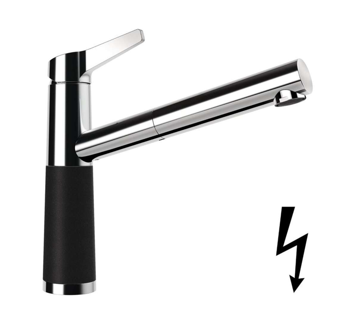 Schock Sc-510 - Spültischarmatur Mit Ausziehbarem Auslauf, Nero/chrom 554123gne