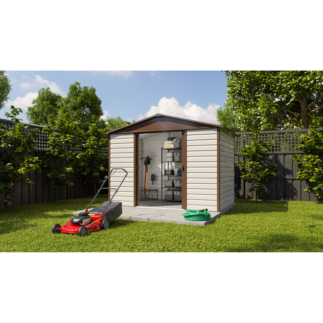 Yardmaster Gerätehaus Brandenburg 106TBSL Braun-Taupe B x T 285 x 186 cm