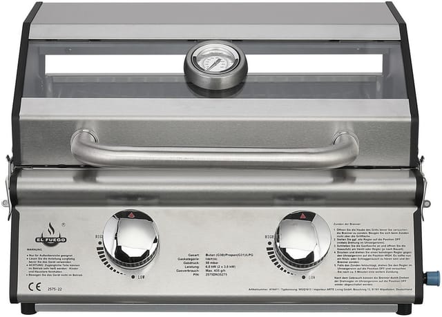 EL Fuego Gasgrill Jesolo 31,2 cm x 47,5 cm x 43,5 cm Schwarz-Silber