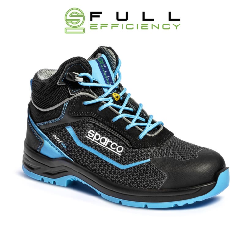 Sparco Indy-he Sunny S3s Sicherheitsschuh Schwarz/hellblau Gro E 42 Aus Abriebfestem Material Mit Nichtmagnetischer Fiberglas-zehenkappe Nero/celeste 42