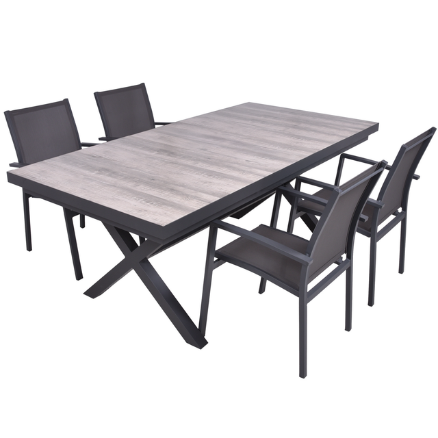 Garden Pleasure Gartenmöbel-Set Rana/Elena 5-teilig Dunkelgrau