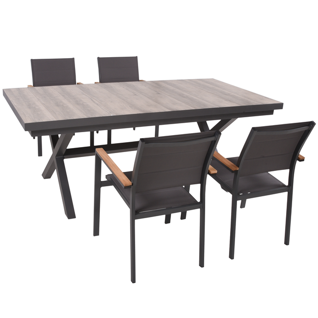 Garden Pleasure Gartenmöbel-Set Rana/Davina 5-teilig mit Keramik-Tisch Grau FSC®