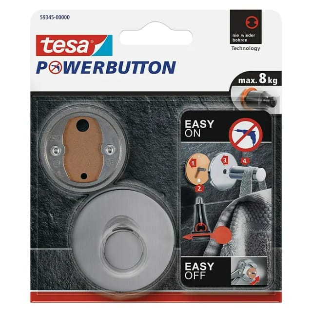 Tesa Powerbutton Haken Premium Matt Rund