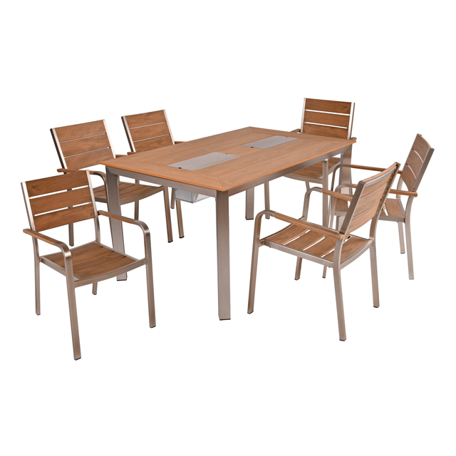 Garden Pleasure Gartenmöbel-Set Florence 7-teilig mit Stapelstühle Braun