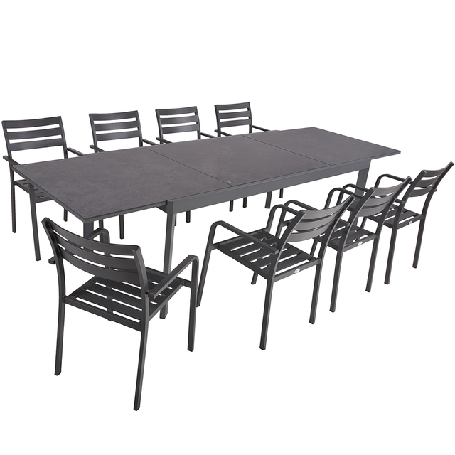 Garden Pleasure Gartenmöbel-Set Nerea 9-teilig mit Stühle Treviso Anthrazit