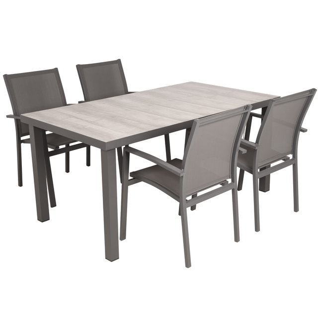 Garden Pleasure Gartenmöbel-Set Rana 5-teilig Dunkelgrau