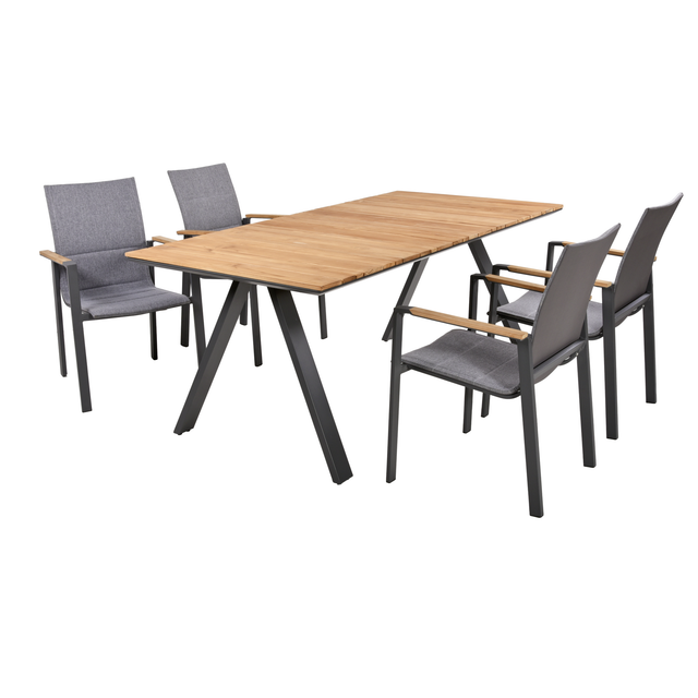 Garden Pleasure Gartenmöbel-Set Set-01 Davina 5-teilig Silber-Braun FSC®
