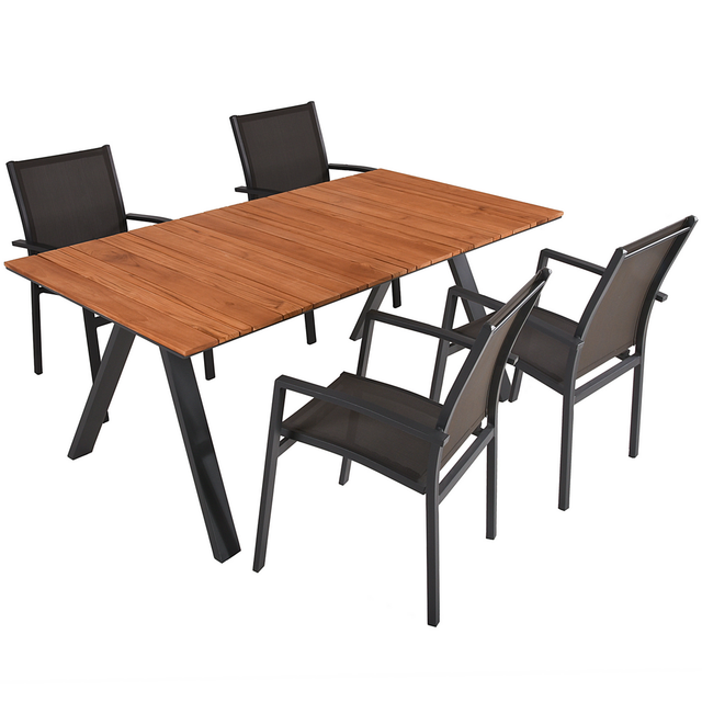 Garden Pleasure Gartenmöbel-Set Set-03 Davina 5-teilig Schwarz-Braun FSC®
