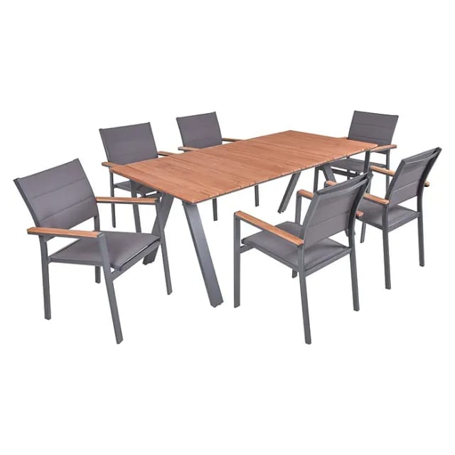 Garden Pleasure Gartenmöbel-Set Set-03 Davin 7-teilig Schwarz-Braun FSC®
