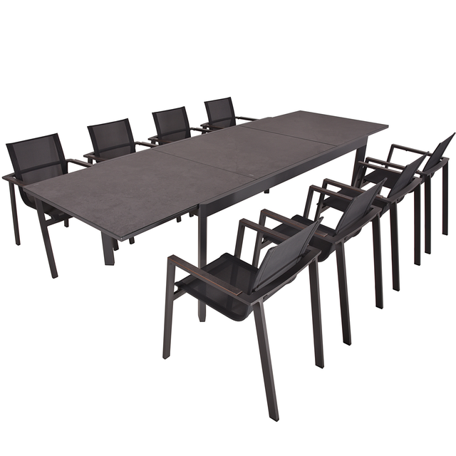 Garden Pleasure Gartenmöbel-Set Nerea 9-teilig mit Stapelstühle Sophia Anthrazit