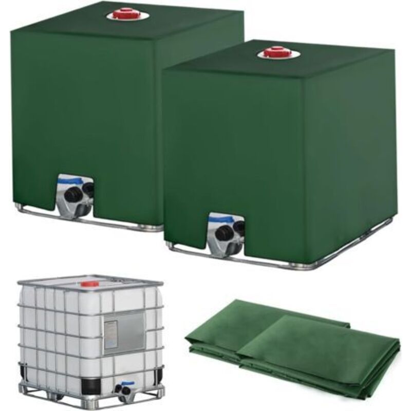 Zweiteilige Ibc-tankabdeckung Für 1000-liter-container. Regenwassernutzungsplane. Uv- Und Staubbeständige Wassertankabdeckung. Schutzhülle Für 1000-liter-tanks. 116 X 100 X 120 Cm. Grün