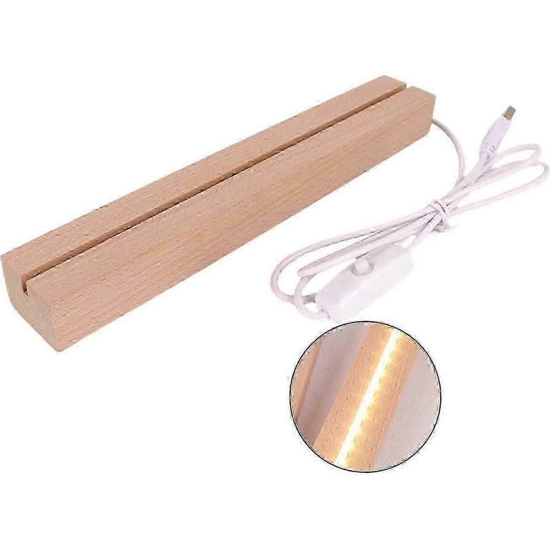 Rechteckiger, Beleuchteter Sockel Für Led-nachtlicht, In Kristallholz-optik, Mit Usb-ladegerät, Zur Innendekoration (15 Cm)
