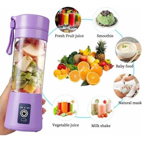 Tragbarer 380-ml-elektromixer – 6 Edelstahlklingen – Leistungsstarker Motor Für Smoothies Und Shakes – Usb-aufladbar