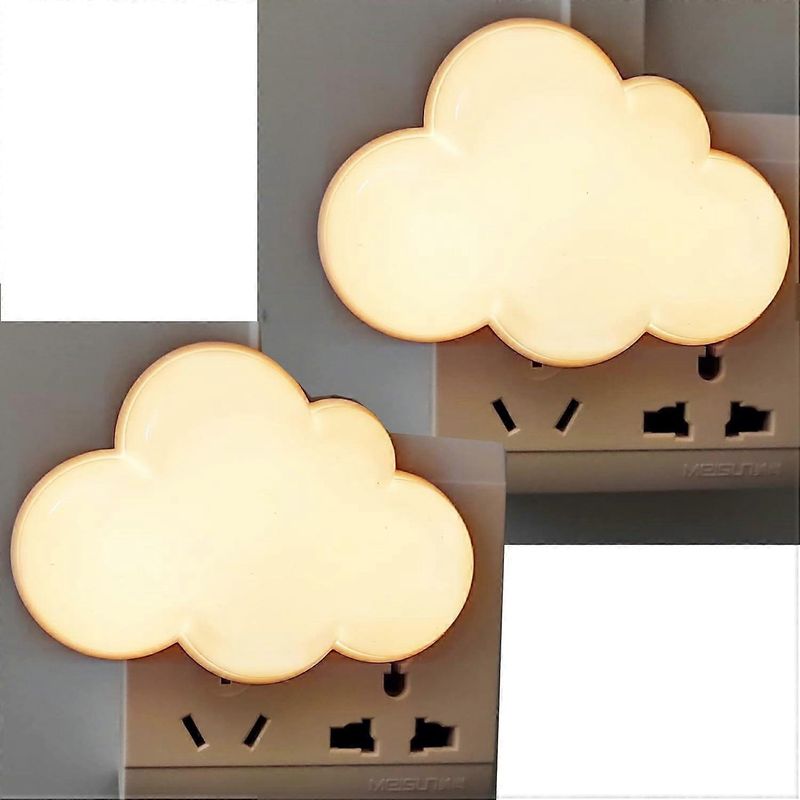 Set Mit 2 Led-nachtlichtern Zum Einstecken, Wolkenlampe, Niedliche Mini-nachtlichter Für Erwachsene Und Kinder, Weiß.