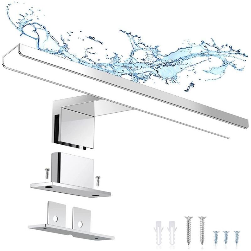 Led-badezimmerspiegelleuchte, 60 Cm, 12 W, 820 Lm, 230 V, Kaltweiß (6000 K). Schlanke Badezimmerspiegelleuchte. Zum Anklemmen/für Spiegelschränke/wandmontage (400 Mm) [energieklasse F].