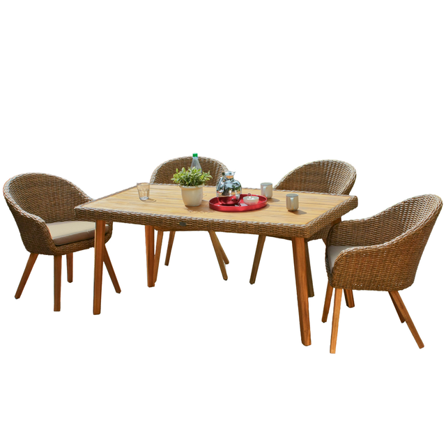 Garden Pleasure Gartenmöbel-Set Carson 5-teilig Hellbraun FSC®