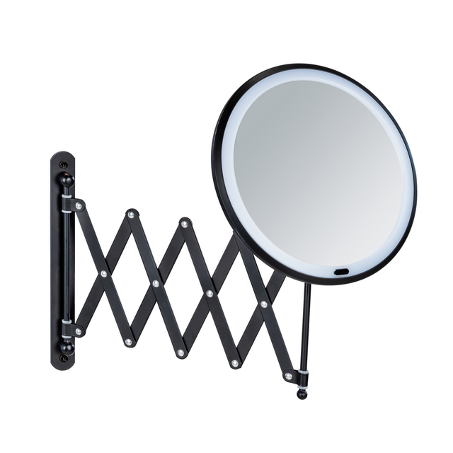 Wenko LED Teleskop-Wandspiegel Barona 20 cm x 55 cm x 34 cm Schwarz