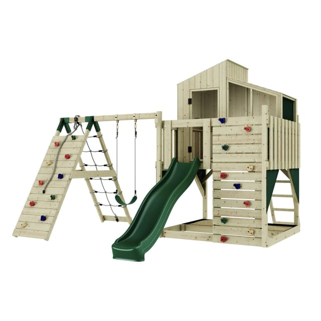 PolarPlay Spielturm Julie Schaukel Kletterwand Rutsche Grün
