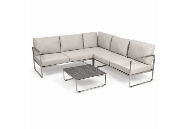 Greemotion Lounge-Set Sydney Edelstahl Silber-Beige 4-tlg.