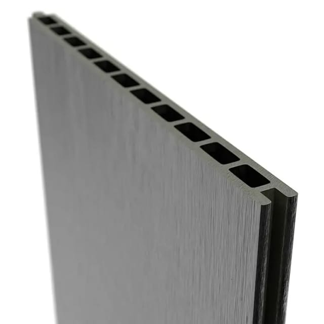 T&J Elze-Serie WPC-Steckzaunsystem Grau 20 x 300 x 1790 mm