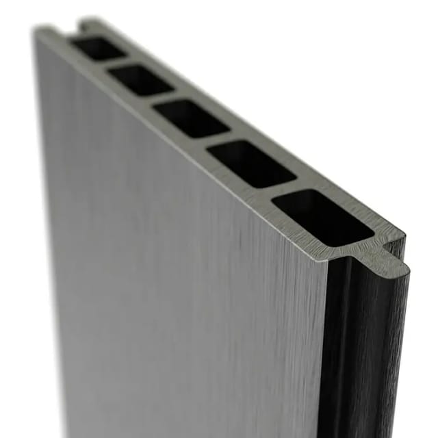 T&J Elskop-Serie WPC-Steckzaunsystem Grau 20 x 150 x 1790 mm