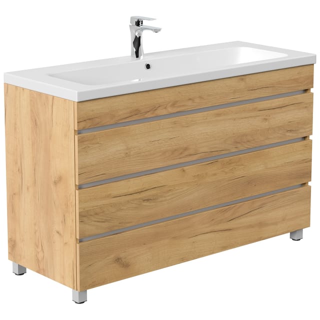 Posseik Stand-Badmöbel Fellini 120 SoftClose mit 3 Schubladen Eiche Gold