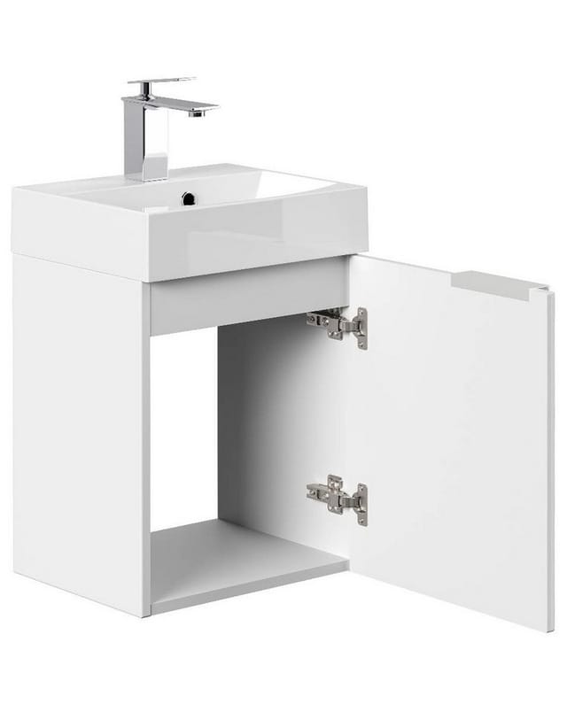 Posseik Badmöbel Cubi Slimline für Gäste-WC 40 cm SoftClose Weiß Hochglanz