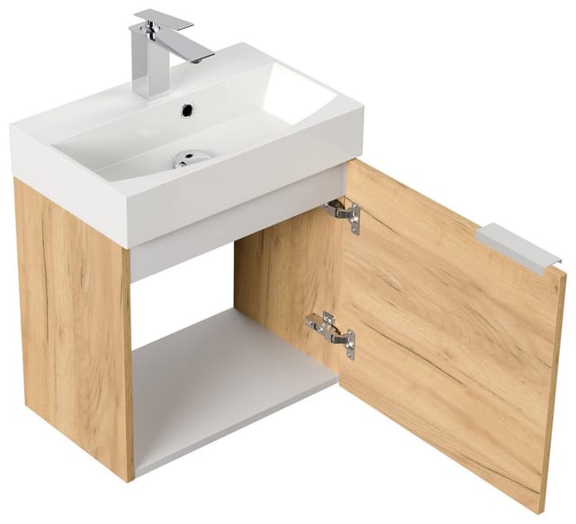 Posseik Badmöbel Cubi Slimline für Gäste-WC 50 cm SoftClose Eiche Gold