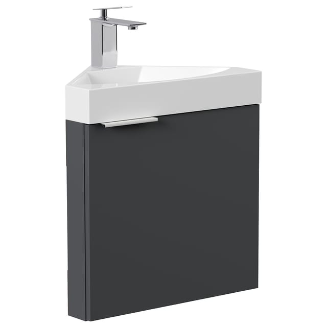 Posseik Eckbadmöbel Delta Slimline für Gäste-WC SoftClose Grafit